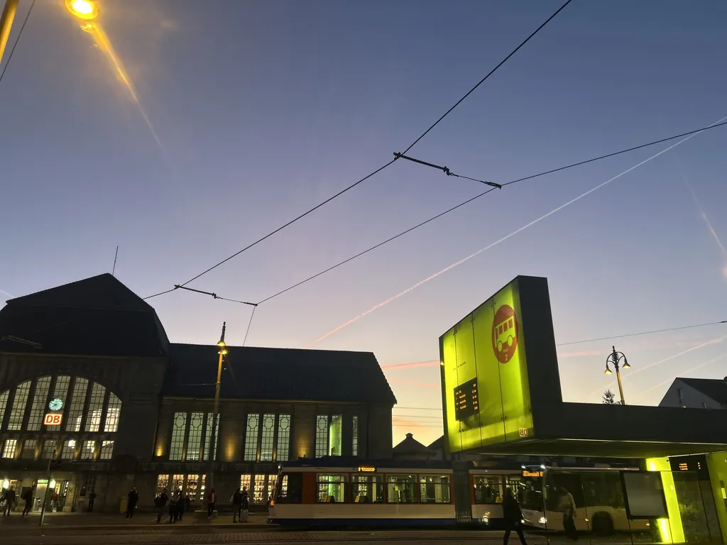 The main station at blue hour. Darmstadt.