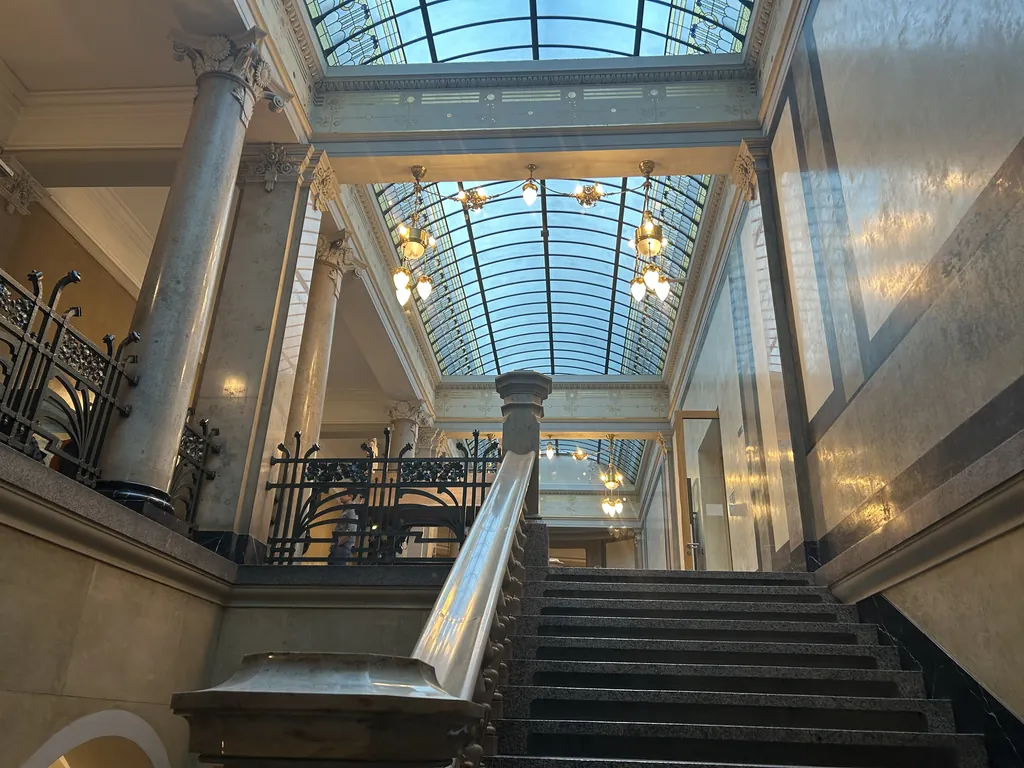 The glass roof over the university library stairwell. Heidelberg.